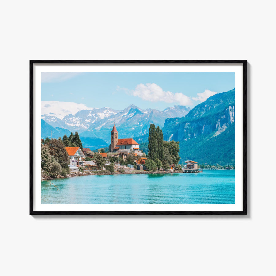 Switzerland colorful photo poster of Europe – horizontal wall art, unframed print shown in interior mockup