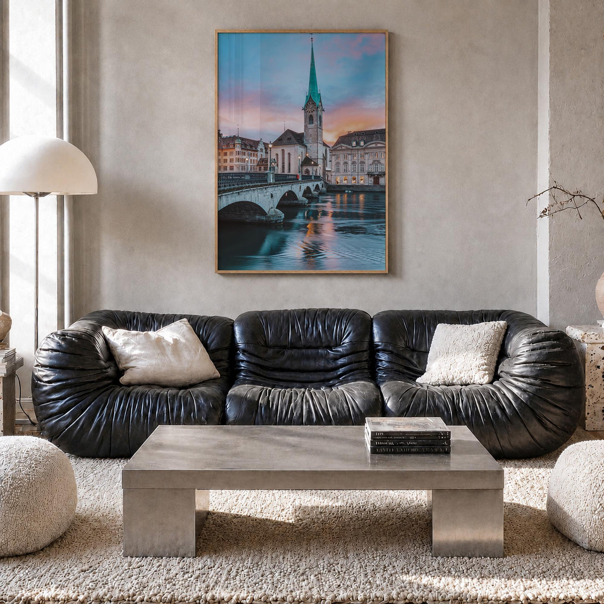 Switzerland no. 3 colorful photo poster of Europe – vertical wall art in natural wood frame, hanging on wall