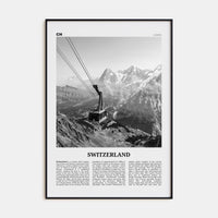 Switzerland Poster Black Metal / 8x12 in Nbourhood Travel B&W Poster