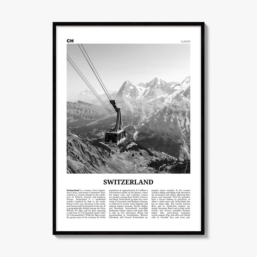 Switzerland Newspaper Poster, framed poster mockup