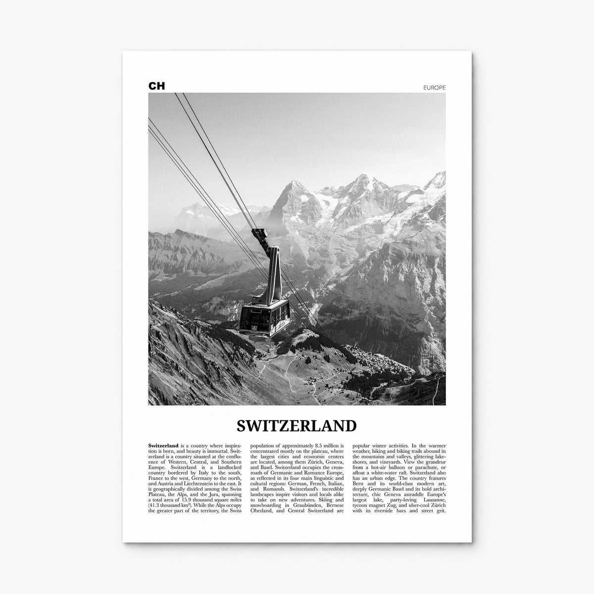 Switzerland Newspaper Poster, print only (unframed)