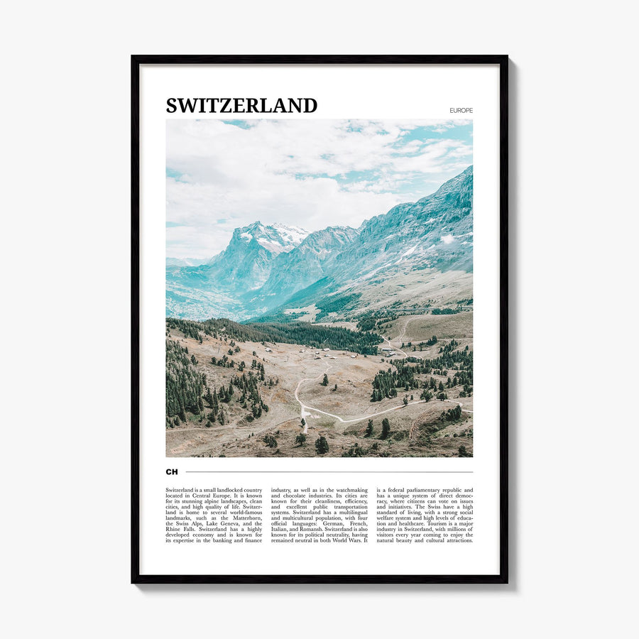 Switzerland Travel Poster, framed poster mockup