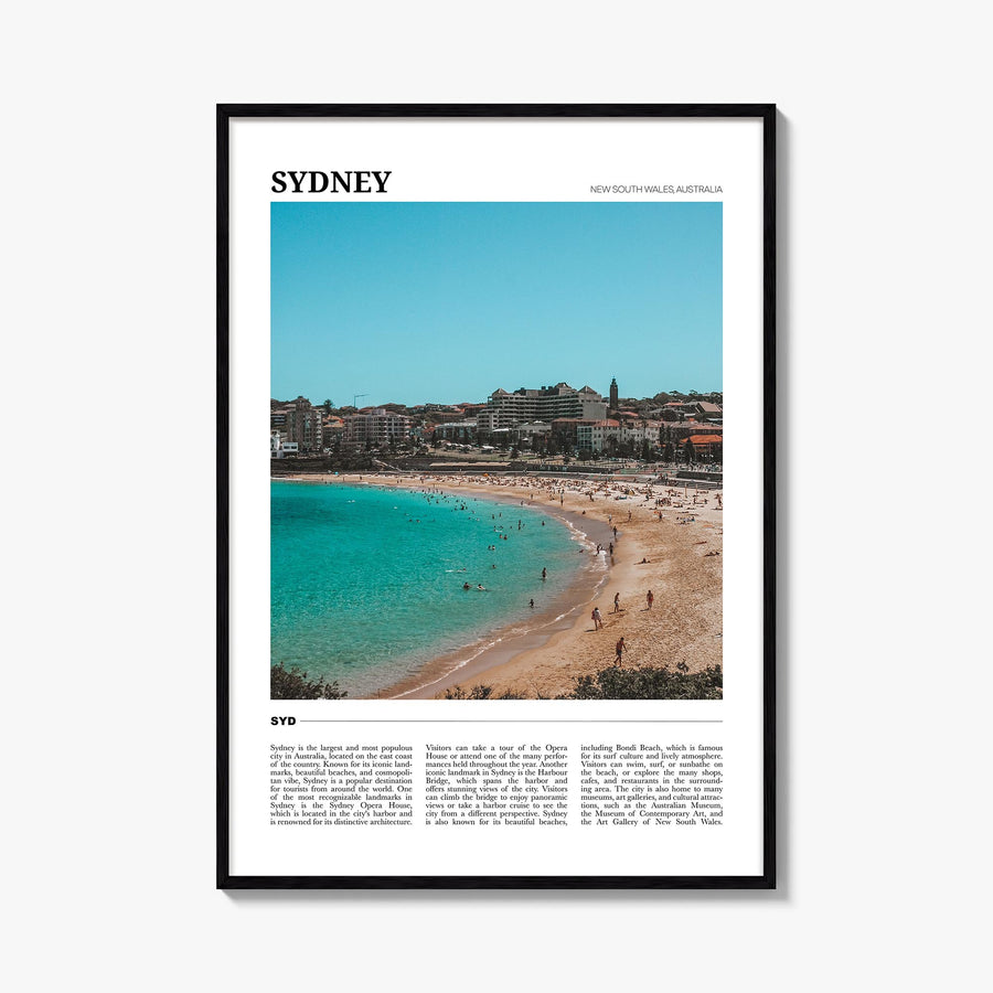 Sydney colorful travel poster of New South Wales, Australia – vertical wall art, unframed print shown in interior mockup
