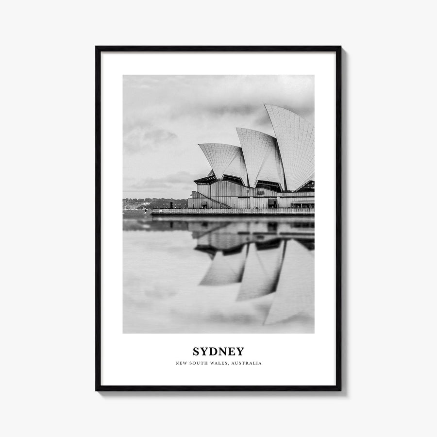 Sydney no. 3 black & white classic poster of New South Wales, Australia – vertical wall art, unframed print shown in interior