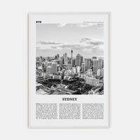 Sydney No 3 Poster White Wood / 8x12 in Nbourhood Travel B&W Poster