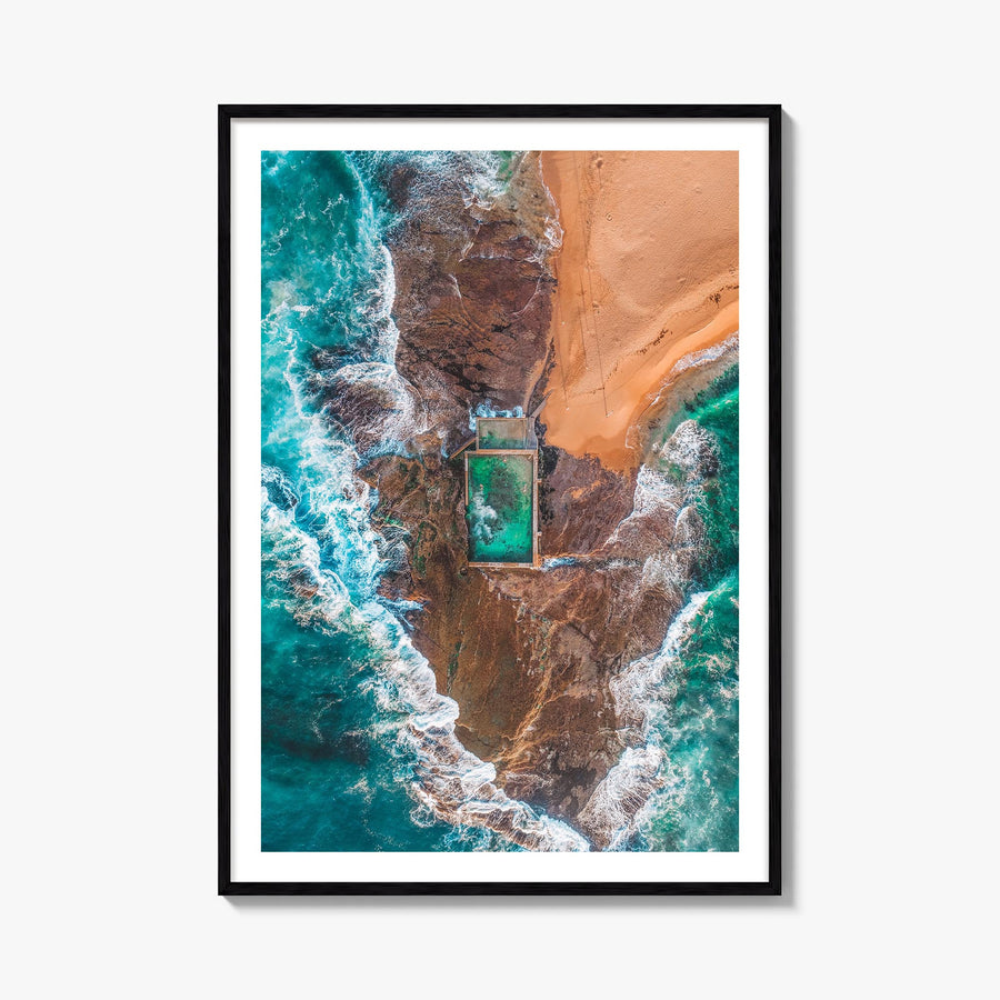 Sydney Northern Beaches colorful photo poster of Australia – vertical wall art, unframed print shown in interior mockup