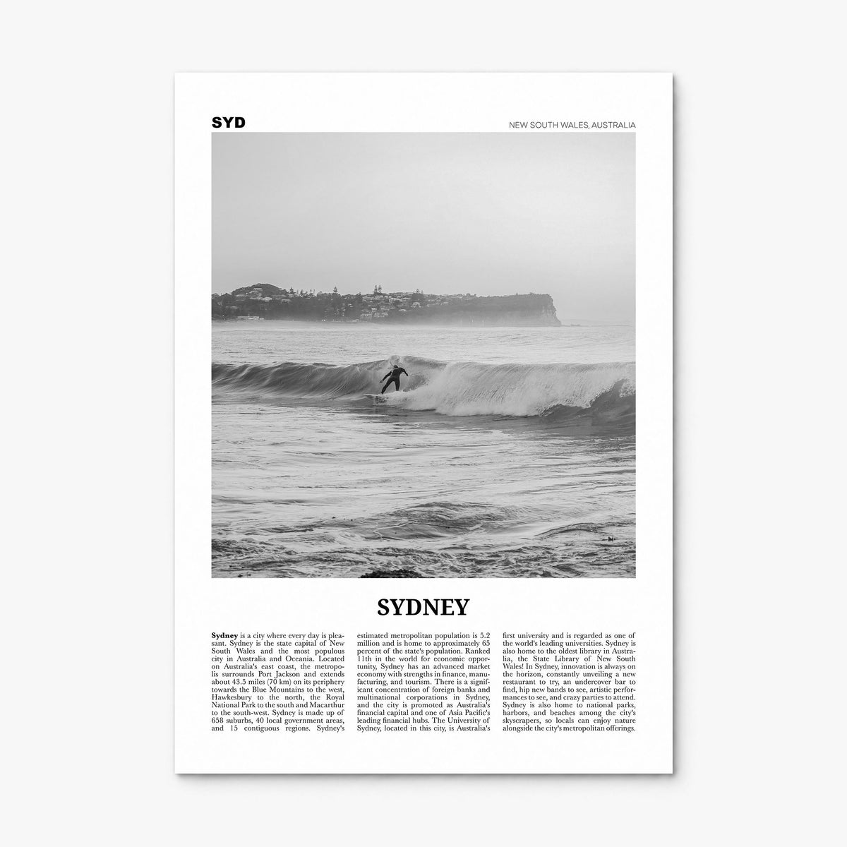 Sydney Newspaper No 2 Poster, print only (unframed)