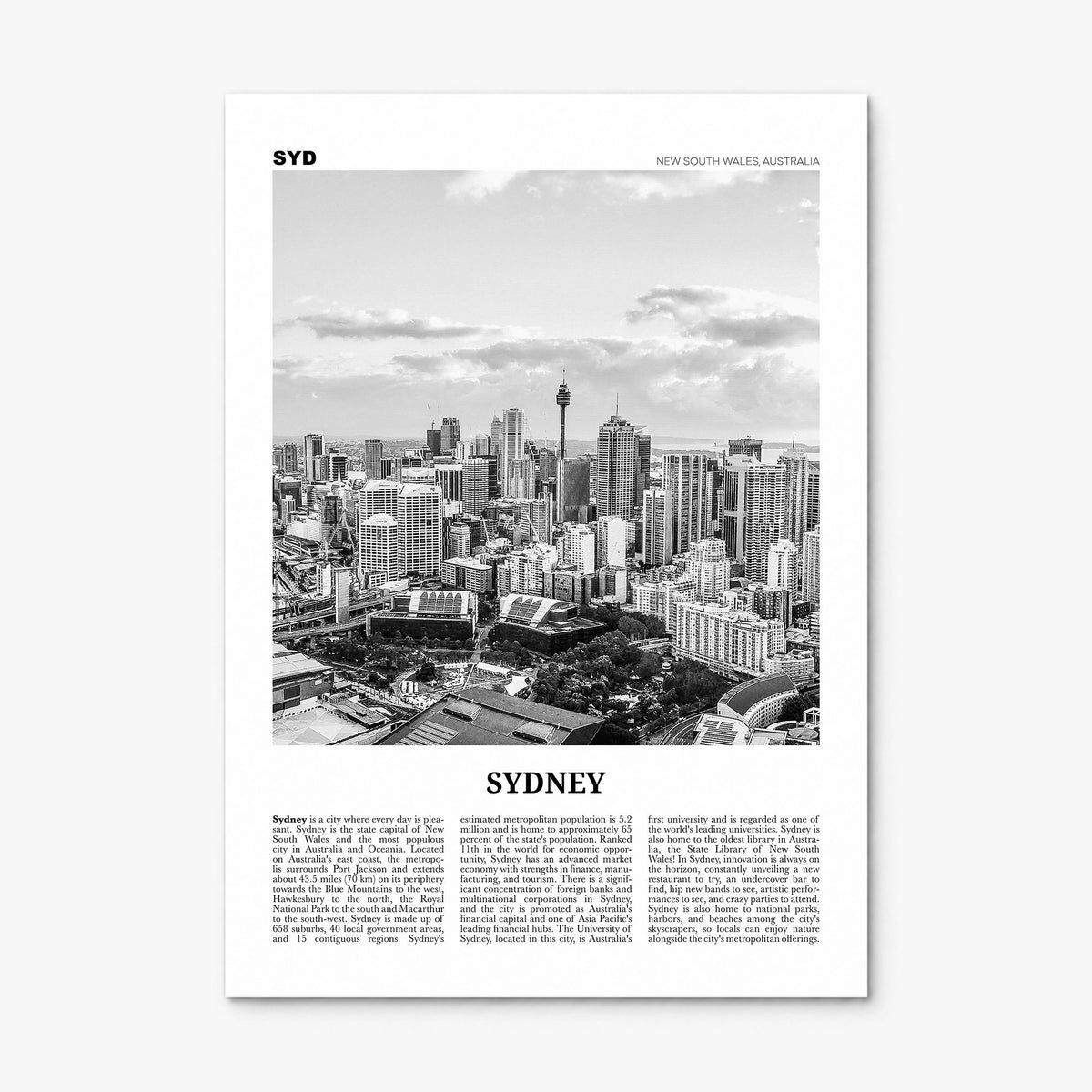 Sydney Newspaper No 3 Poster, print only (unframed)
