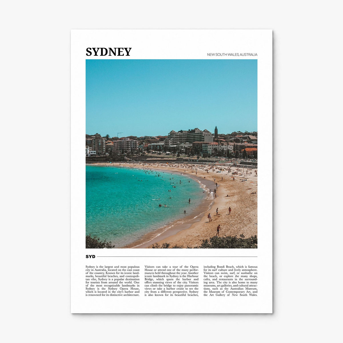 Sydney Travel Poster, print only (unframed)
