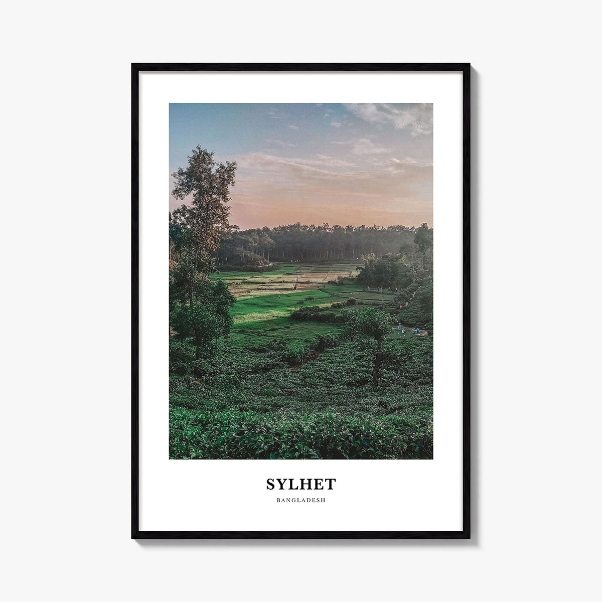 Sylhet colorful classic poster of Bangladesh – vertical wall art, unframed print shown in interior mockup