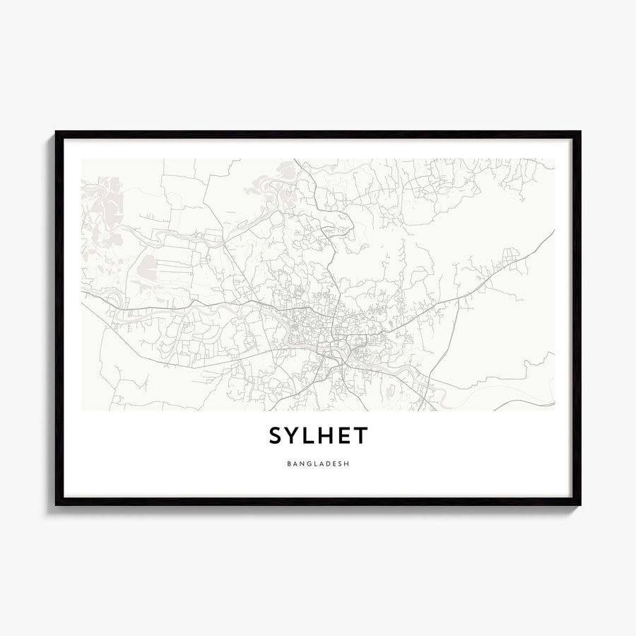 Sylhet Map Poster, framed poster mockup