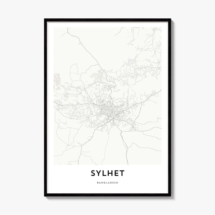 Sylhet Map Poster, framed poster mockup