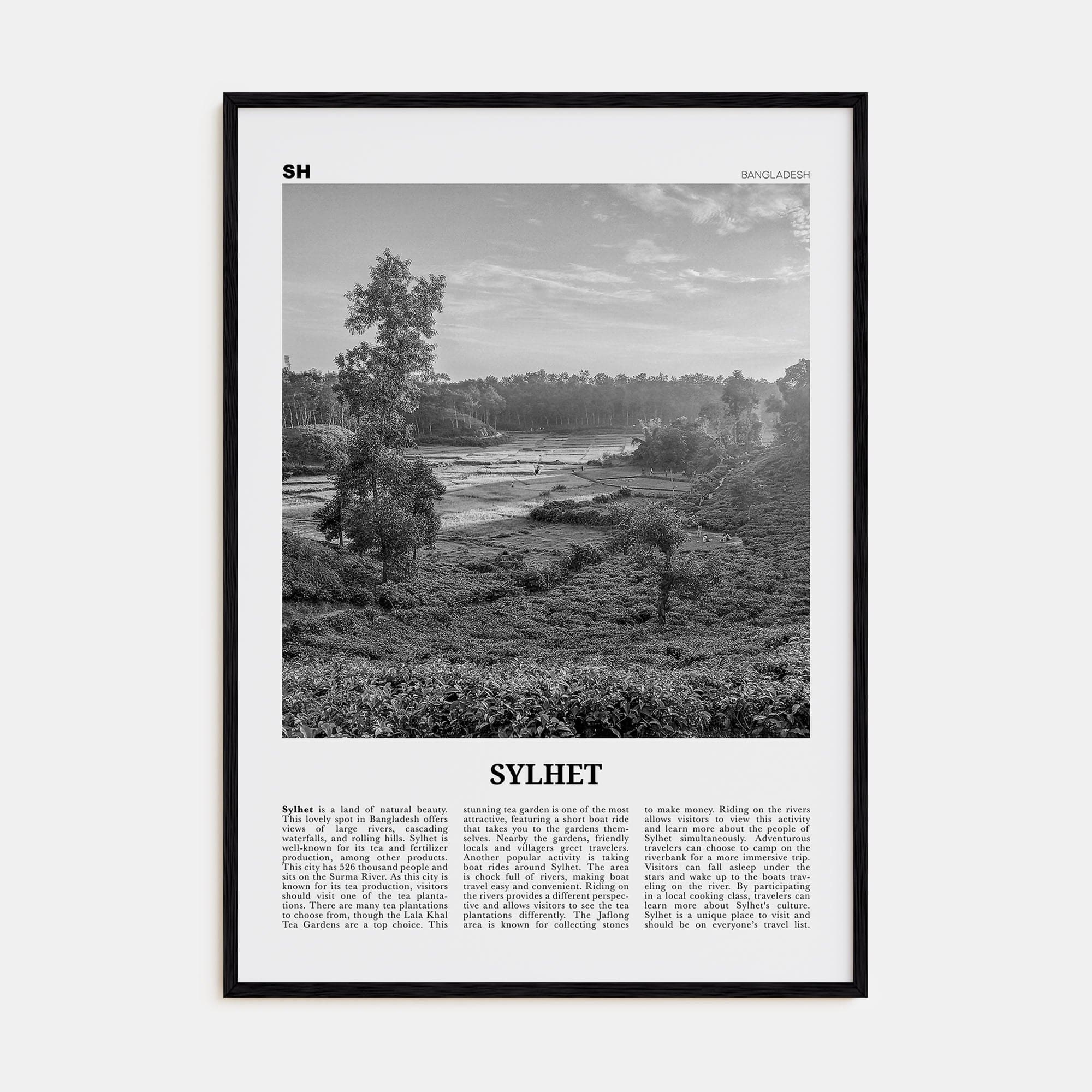 Sylhet Poster Black Wood / 8x12 in Nbourhood Travel B&W Poster