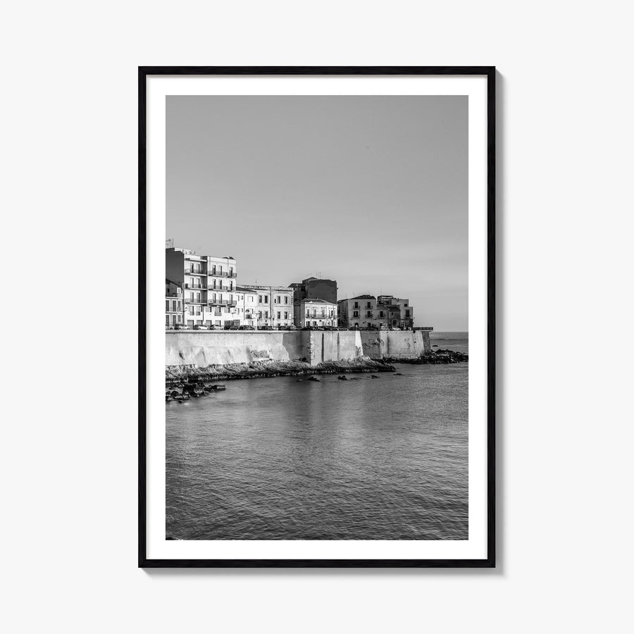 Syracuse, Italy black & white photo poster of Italy – vertical wall art, unframed print shown in interior mockup