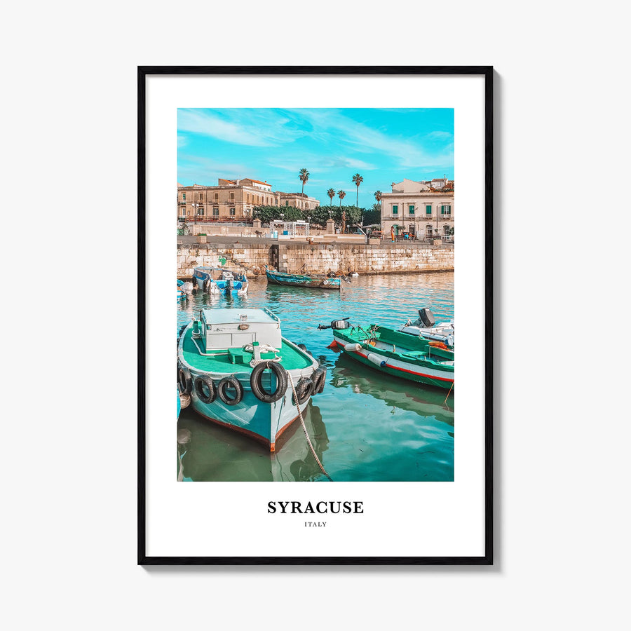Syracuse, Italy colorful classic poster of Italy – vertical wall art, unframed print shown in interior mockup