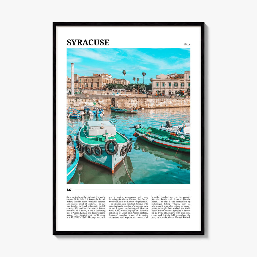 Syracuse, Italy Travel Poster, framed poster mockup