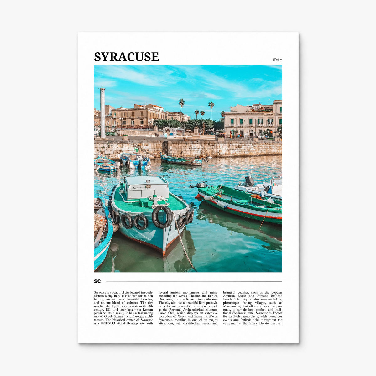 Syracuse, Italy Travel Poster, print only (unframed)