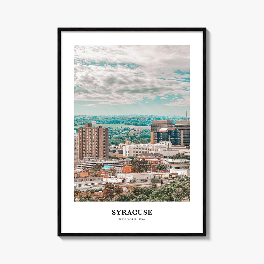 Syracuse, New York colorful classic poster of New York, USA – vertical wall art, unframed print shown in interior mockup