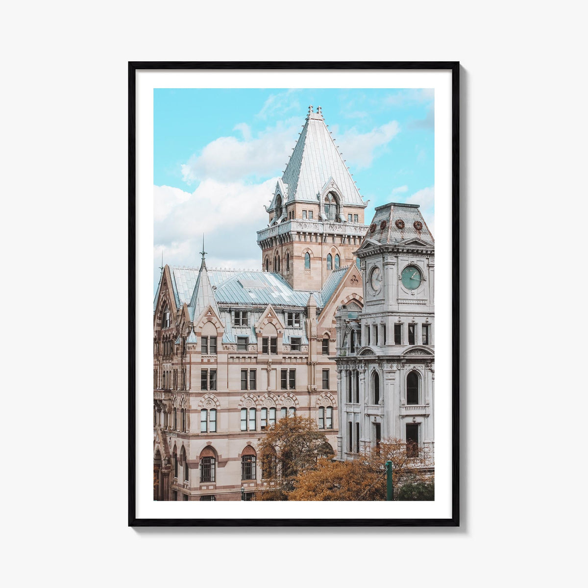 Syracuse, New York colorful photo poster of New York, USA – vertical wall art, unframed print shown in interior mockup