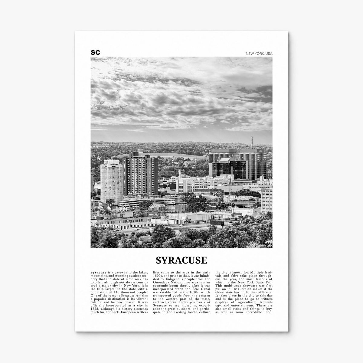 Syracuse, New York Newspaper Poster, print only (unframed)