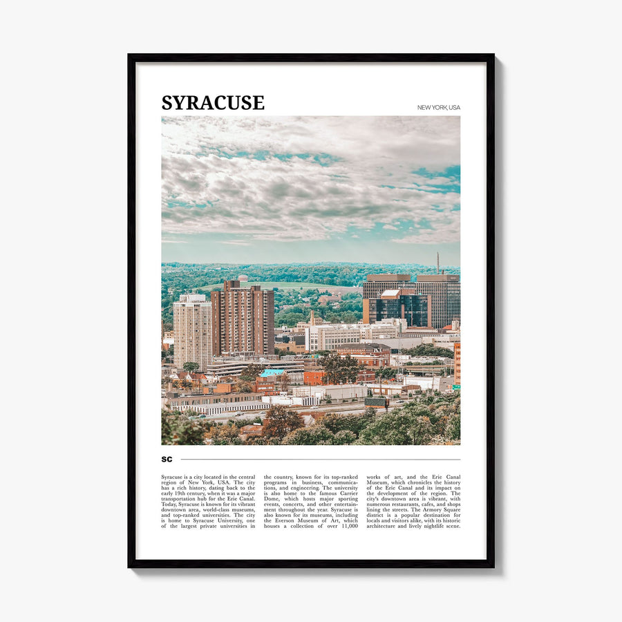Syracuse, New York Travel Poster, framed poster mockup
