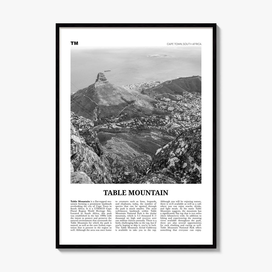 Table Mountain Newspaper Poster, framed poster mockup