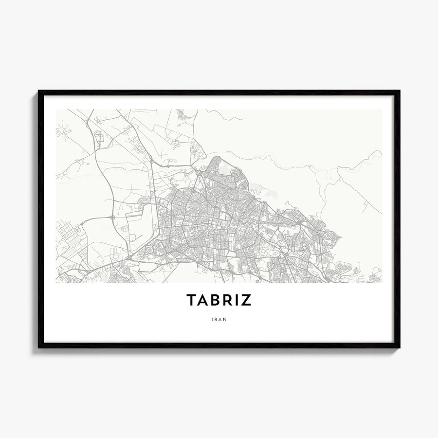 Tabriz Map Poster, framed poster mockup