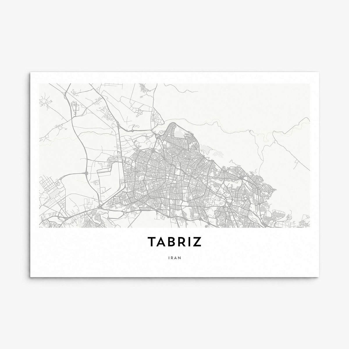 Tabriz Map Poster, print only (unframed)