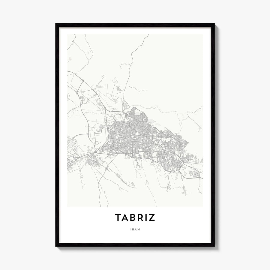 Tabriz Map Poster, framed poster mockup