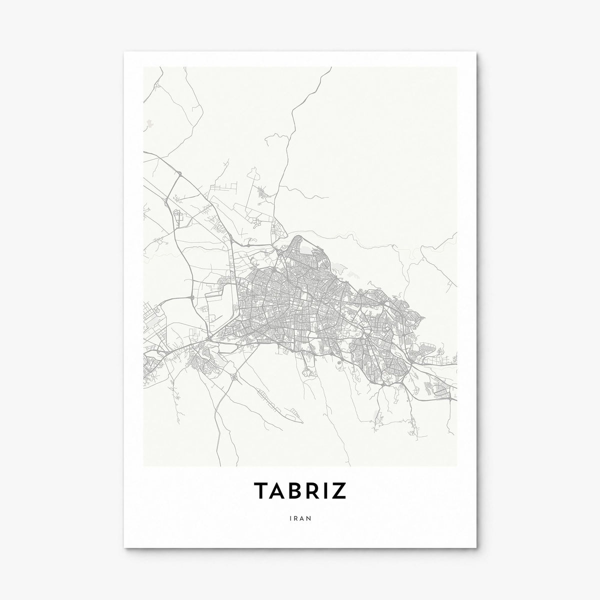 Tabriz Map Poster, print only (unframed)