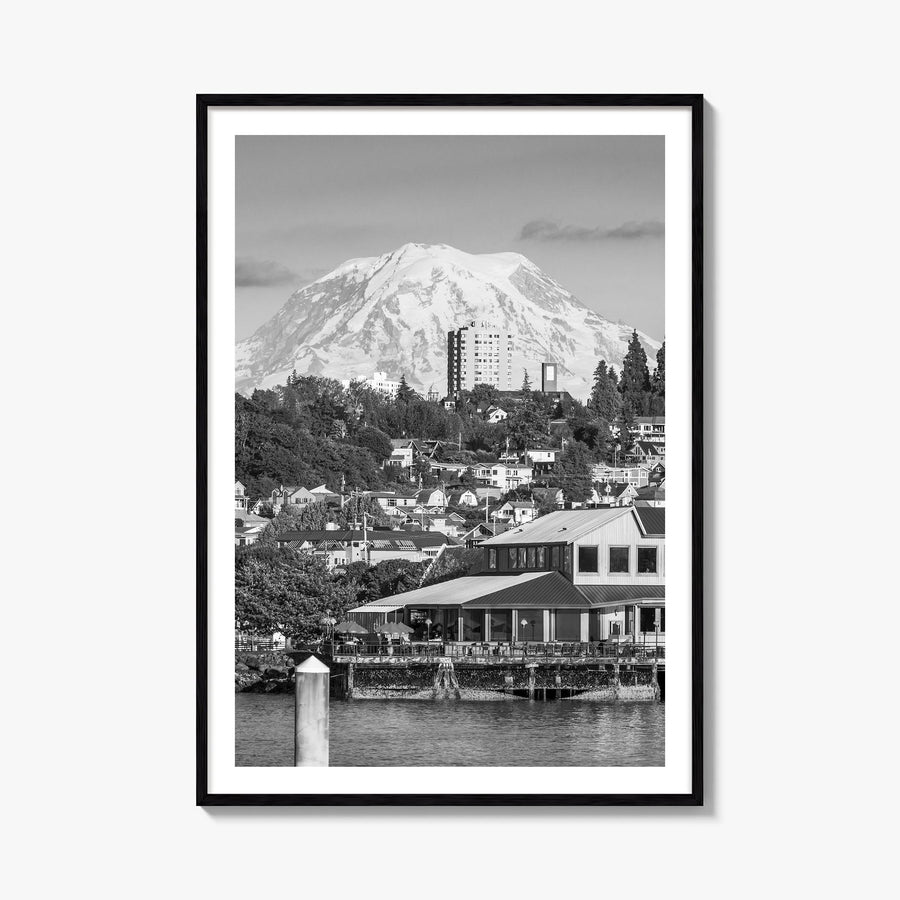 Tacoma black & white photo poster of Washington, USA – vertical wall art, unframed print shown in interior mockup