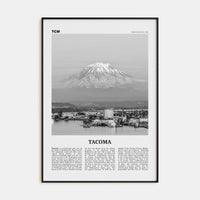 Tacoma Poster Black Metal / 8x12 in Nbourhood Travel B&W Poster