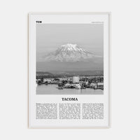 Tacoma Poster White Wood / 8x12 in Nbourhood Travel B&W Poster