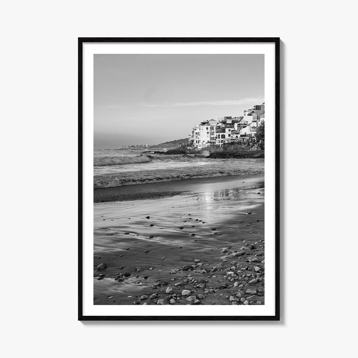 Taghazout black & white photo poster of Morocco – vertical wall art, unframed print shown in interior mockup