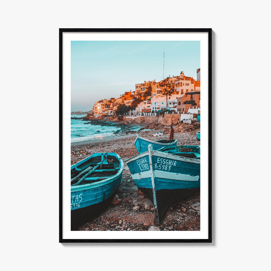 Taghazout colorful photo poster of Morocco – vertical wall art, unframed print shown in interior mockup