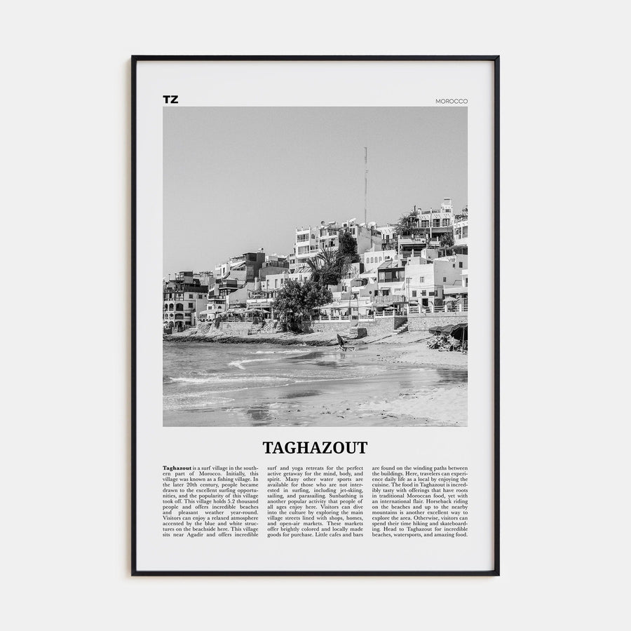 Taghazout Poster Black Metal / 8x12 in Nbourhood Travel B&W Poster