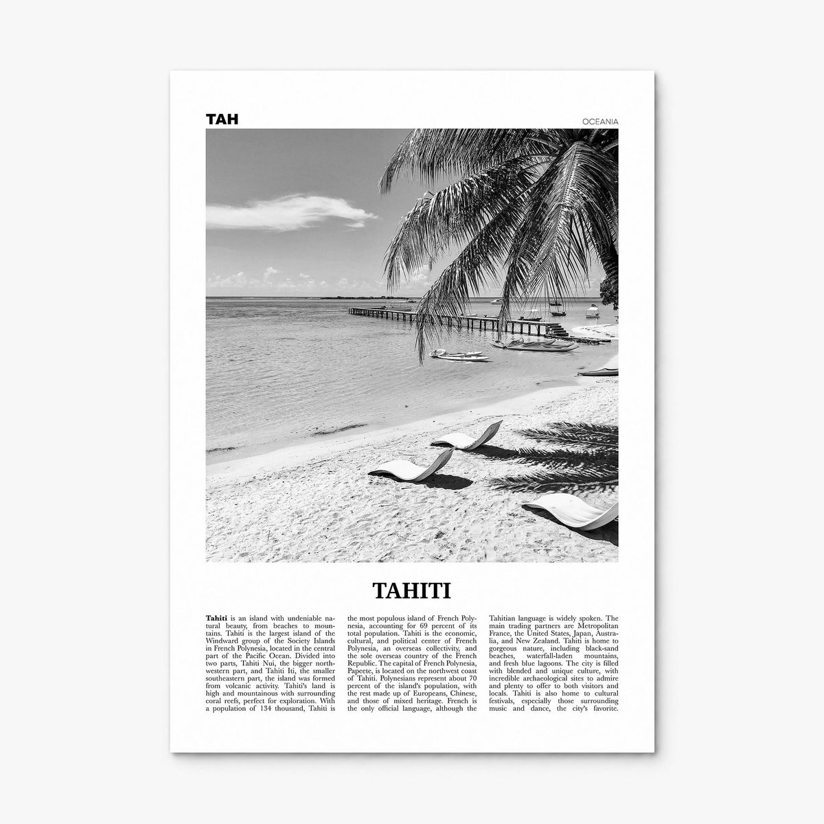 Tahiti Newspaper Poster, print only (unframed)