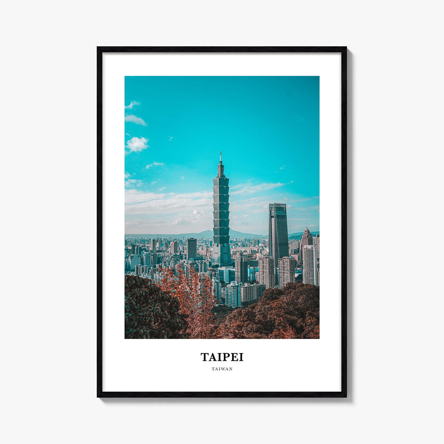Taipei colorful classic poster of Taiwan – vertical wall art, unframed print shown in interior mockup