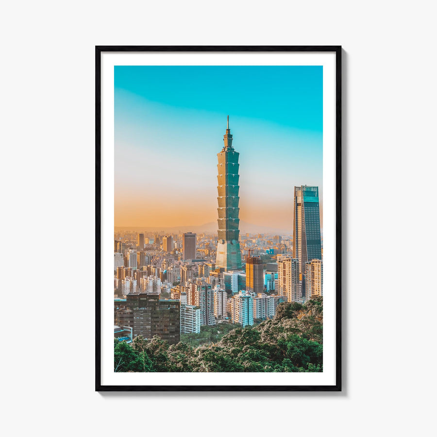 Taipei no. 1 colorful photo poster of Taiwan – vertical wall art, unframed print shown in interior mockup
