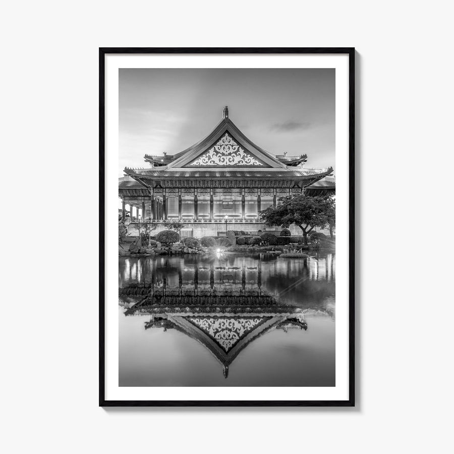 Taipei no. 2 black & white photo poster of Taiwan – vertical wall art, unframed print shown in interior mockup