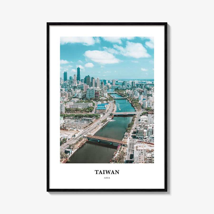 Taiwan colorful classic poster of Asia – vertical wall art, unframed print shown in interior mockup