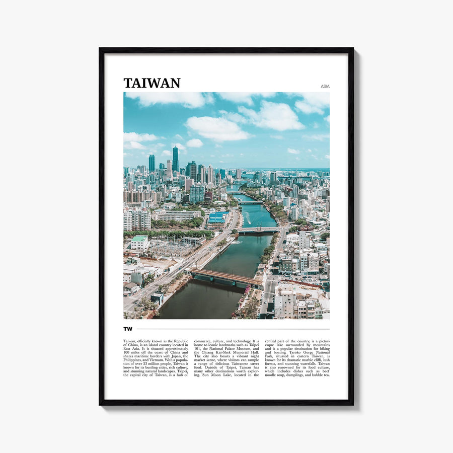 Taiwan colorful travel poster of Asia – vertical wall art, unframed print shown in interior mockup