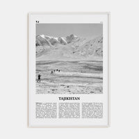 Tajikistan Poster White Wood / 8x12 in Nbourhood Travel B&W Poster