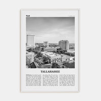 Tallahassee Poster White Wood / 8x12 in Nbourhood Travel B&W Poster