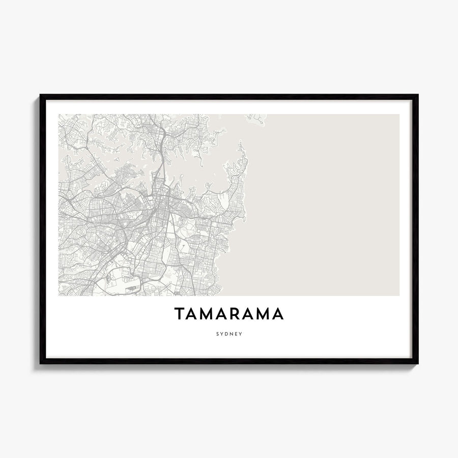 Tamarama Map Poster, framed poster mockup