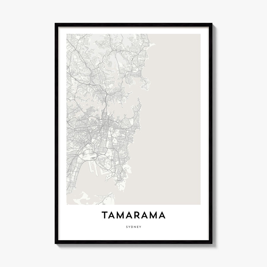 Tamarama Map Poster, framed poster mockup