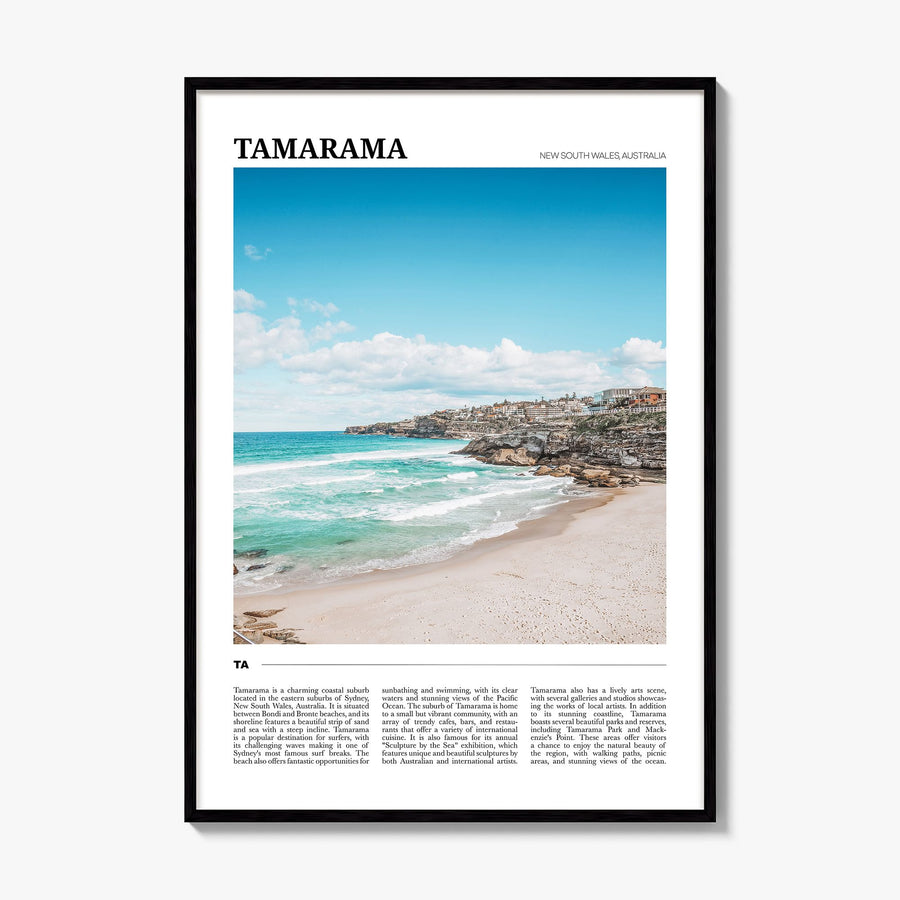 Tamarama Travel Poster, framed poster mockup