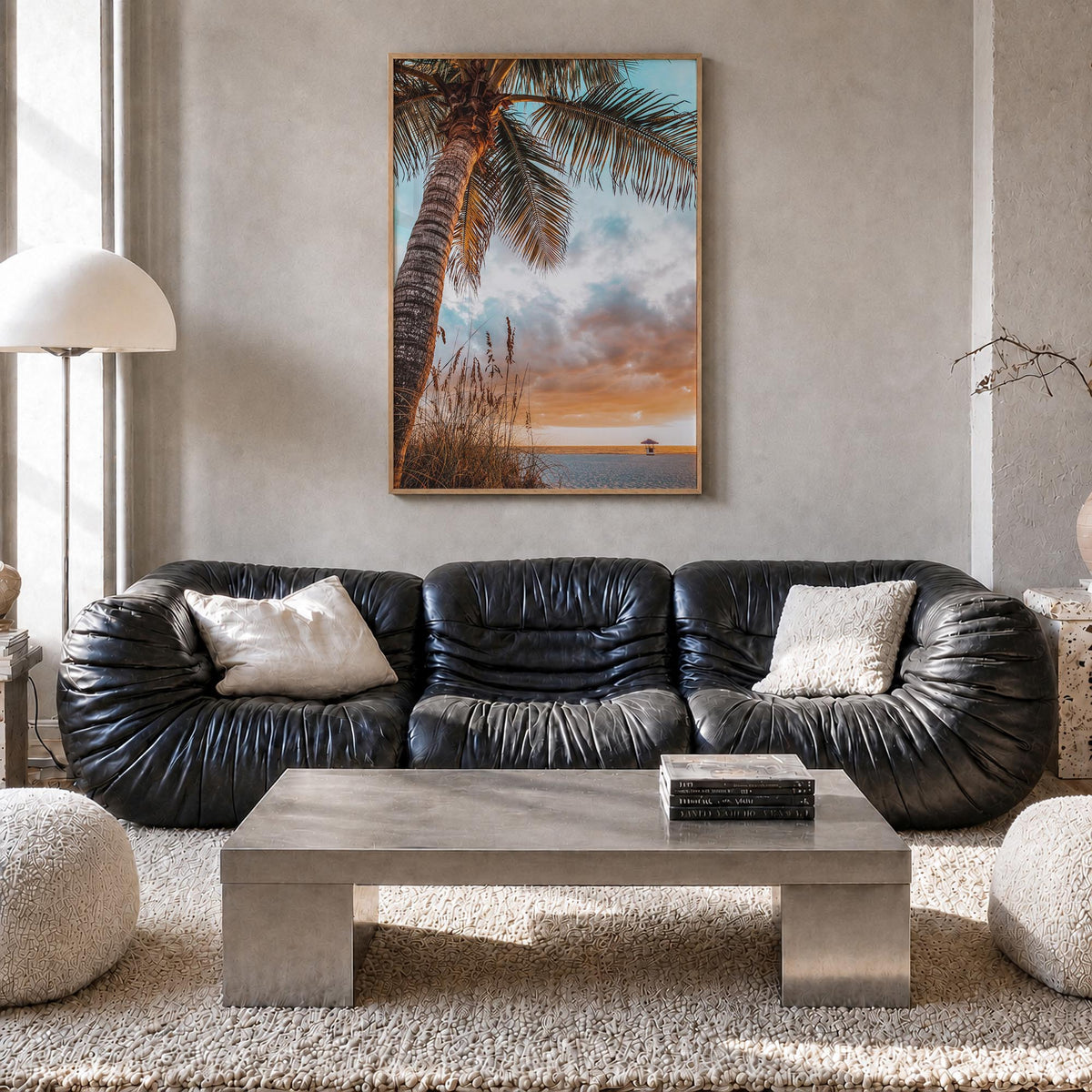 Tampa Bay colorful photo poster of Florida, USA – vertical wall art in natural wood frame, hanging on wall