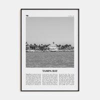 Tampa Bay Poster Black Metal / 8x12 in Nbourhood Travel B&W Poster