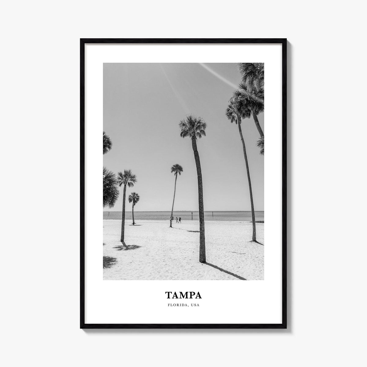 Tampa no. 1 black & white classic poster of Florida, USA – vertical wall art, unframed print shown in interior mockup